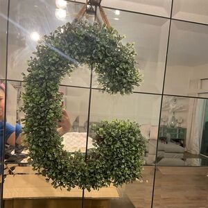Boxwood faux wreath letter G